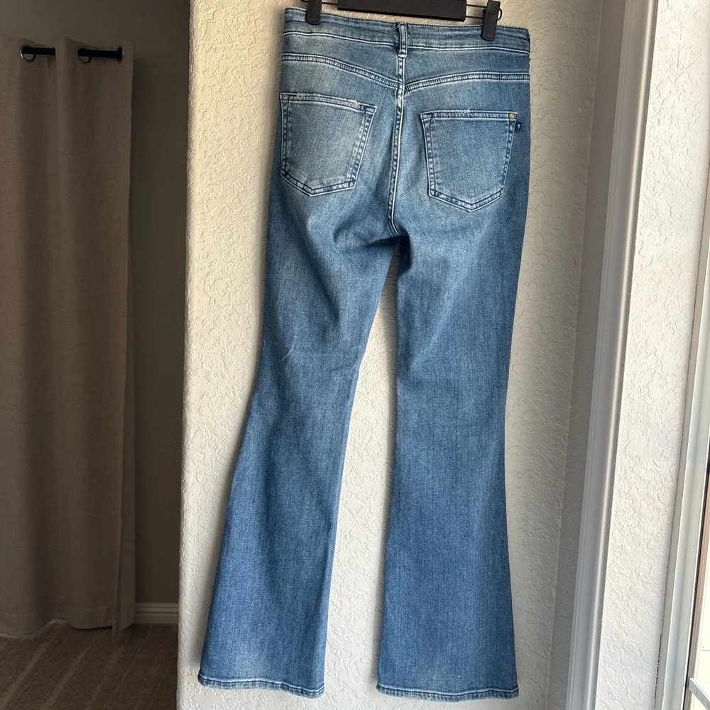 Pilcro Flare Womens 26 Jeans Blue Distressed High Rise Ripped Stretch Denim - Picture 4 of 10